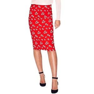 Boden Red Floral Richmond Cotton Stretch Pencil Skirt